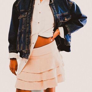 Free People One Alphina Cream Ruffle Thermal Mini Skirt – XS cottagecore whimsy